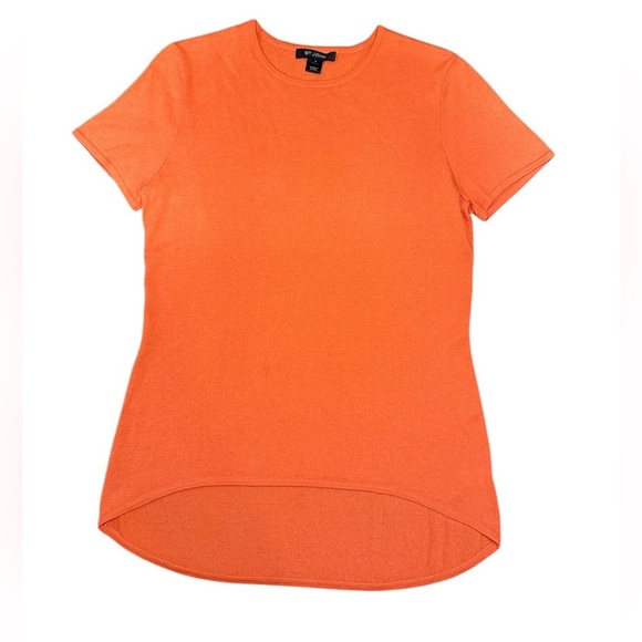 St. John Women’s Orange Silk Cashmere Short Sleeve Sweater Top Size Small - Picture 1 of 8
